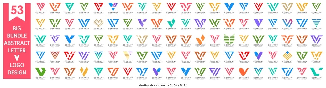 collection abstract letter V logo design. modern logotype V design with colorful. vector illustration