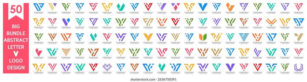 collection abstract letter V logo design. modern logotype V design with colorful. vector illustration