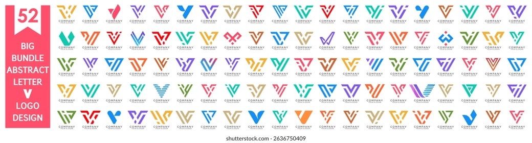 collection abstract letter V logo design. modern logotype V design with colorful. vector illustration