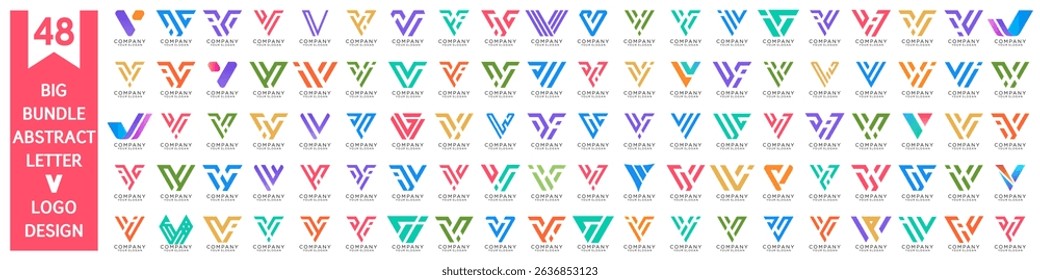 collection abstract letter V logo design. modern logotype V design with colorful. vector illustration