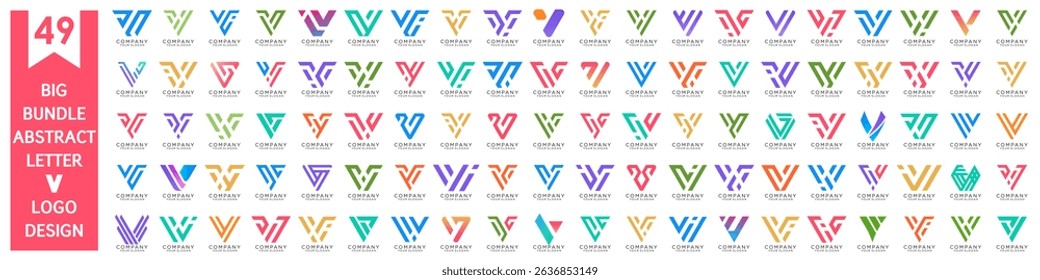 collection abstract letter V logo design. modern logotype V design with colorful. vector illustration