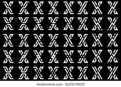 coleção abstrata letra x design de logotipo. moderno logotipo x design com cor branca. ilustração vetorial