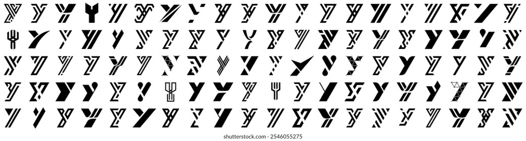 collection abstract letter Y logo design. modern logotype Y design with black color. vector illustration