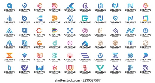 Collection of abstract letter A to Z monogram logo design template.