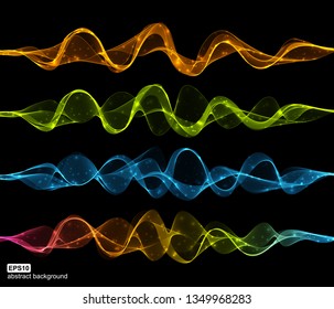 Collection abstract light wave futuristic background. Vector illustration.