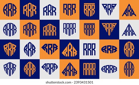 Collection of abstract line initial R RRR RRRR letter logo design