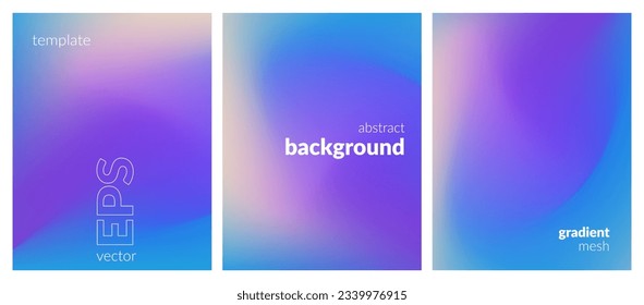 Collection. Abstract liquid background. Blue color blend. Blurred fluid effect. Gradient mesh. Modern design template for posters, ad banners, brochures, flyers, covers, websites. EPS vector image - Shutterstock ID 2339976915
