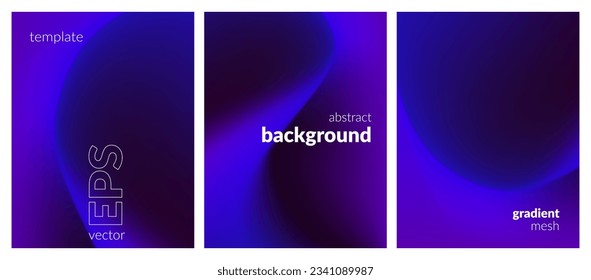 Collection. Abstract liquid background. Blue color blend. Blurred fluid colours. Gradient mesh. Modern design template for posters, ad banners, brochures, flyers, covers, websites. EPS vector image