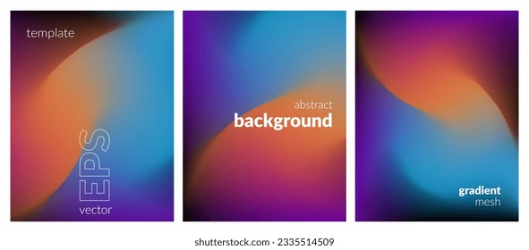 Collection. Abstract liquid background. Bright color blend. Blurred fluid effect. Gradient mesh. Modern design template for posters, ad banners, brochures, flyers, covers, websites. EPS vector image