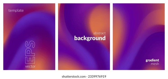 Collection. Abstract liquid background. Bright color blend. Blurred fluid effect. Gradient mesh. Modern design template for posters, ad banners, brochures, flyers, covers, websites. EPS vector image