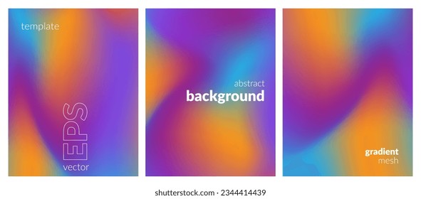 Colección. Resumen de fondo líquido. Mezcla de color brillante. Efecto fluido borroso. Malla degradada. Plantilla moderna de diseño para carteles, banners publicitarios, folletos, volantes, portadas, sitios web. Imagen vectorial EPS