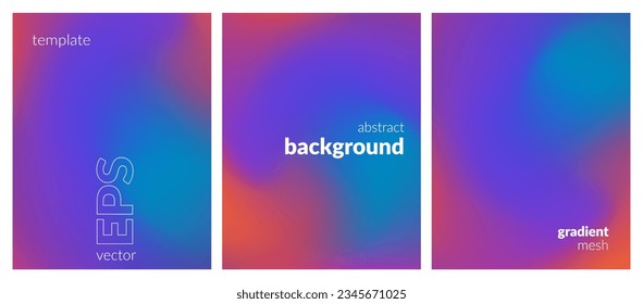 Collection. Abstract liquid background. Bright color blend. Blurred fluid effect. Gradient mesh. Modern design template for posters, ad banners, brochures, flyers, covers, websites. EPS vector image