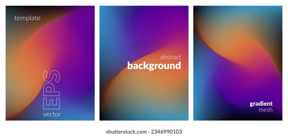 Collection. Abstract liquid background. Bright color blend. Blurred fluid effect. Gradient mesh. Modern design template for posters, ad banners, brochures, flyers, covers, websites. EPS vector image