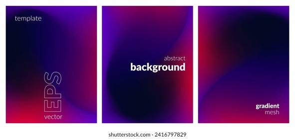 Collection abstract liquid background. Gradient mesh. Effect bright color blend. Blurred fluid colorful mix. Modern design template for web covers, ad banners, posters, brochures, flyers. Vector EPS