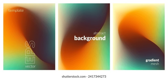 Collection abstract liquid background. Gradient mesh. Effect bright color blend. Blurred fluid colorful mix. Modern design template for web covers, ad banners, posters, brochures, flyers. Vector EPS