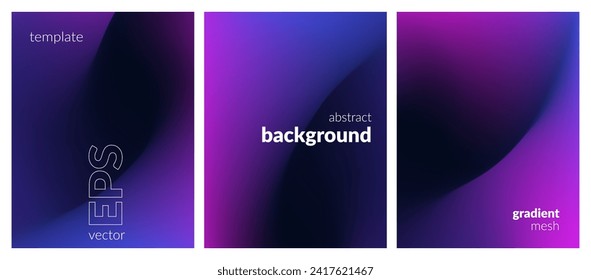 Collection abstract liquid background. Gradient mesh. Effect bright color blend. Blurred fluid colorful mix. Modern design template for web covers, ad banners, posters, brochures, flyers. Vector EPS