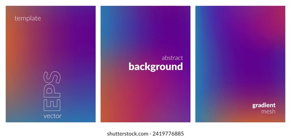 Collection abstract liquid background. Gradient mesh. Effect bright color blend. Blurred fluid colorful mix. Modern design template for web covers, ad banners, posters, brochures, flyers. Vector EPS
