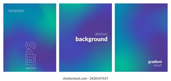 Collection abstract liquid background. Gradient mesh. Effect bright color blend. Blurred fluid colorful mix. Modern design template for web covers, ad banners, posters, brochures, flyers. Vector EPS