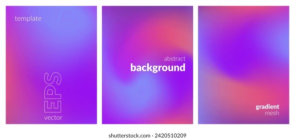 Collection abstract liquid background. Gradient mesh. Effect bright color blend. Blurred fluid colorful mix. Modern design template for web covers, ad banners, posters, brochures, flyers. Vector EPS