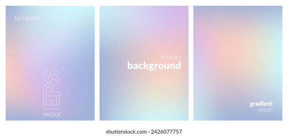 Collection abstract liquid background. Gradient mesh. Effect pastel color blend. Blurred fluid colorful mix. Modern design template for web covers, ad banners, posters, brochures, flyers. Vector EPS