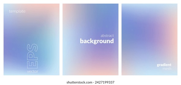 Collection abstract liquid background. Gradient mesh. Effect pastel color blend. Blurred fluid colorful mix. Modern design template for web covers, ad banners, posters, brochures, flyers. Vector EPS