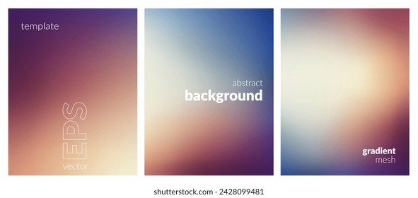 Collection abstract liquid background. Gradient mesh. Effect bright color blend. Blurred fluid colorful mix. Modern design template for web covers, ad banners, posters, brochures, flyers. Vector EPS