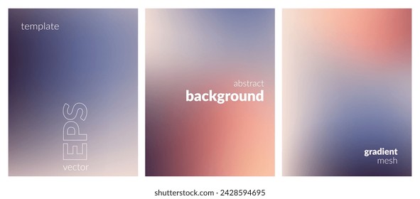 Collection abstract liquid background. Gradient mesh. Effect pale color blend. Blurred fluid colorful mix. Modern design template for web covers, ad banners, posters, brochures, flyers. Vector EPS