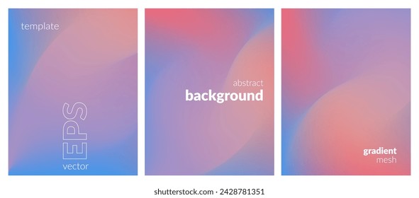 Collection abstract liquid background. Gradient mesh. Effect bright color blend. Blurred fluid colorful mix. Modern design template for web covers, ad banners, posters, brochures, flyers. Vector EPS