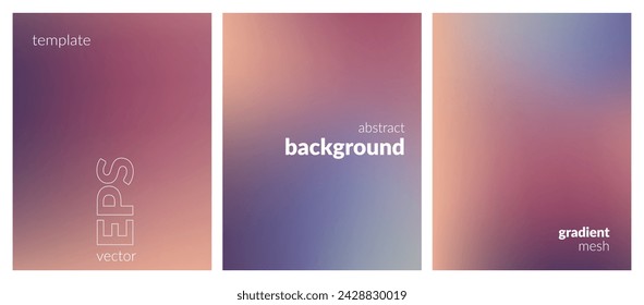 Collection abstract liquid background. Gradient mesh. Effect mild color blend. Blurred fluid colorful mix. Modern design template for web covers, ad banners, posters, brochures, flyers. Vector EPS