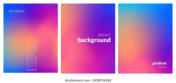 Collection abstract liquid background. Gradient mesh. Effect bright color blend. Blurred fluid colorful mix. Modern design template for web covers, ad banners, posters, brochures, flyers. Vector EPS