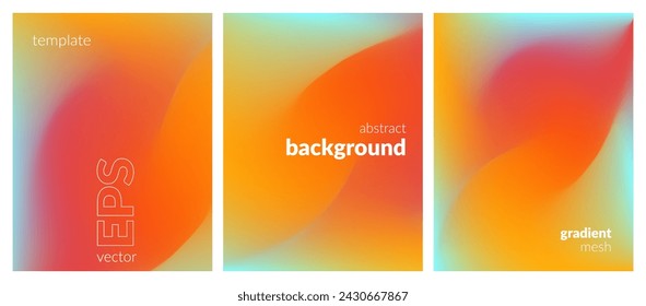 Collection abstract liquid background. Gradient mesh. Effect bright color blend. Blurred fluid colorful mix. Modern design template for web covers, ad banners, posters, brochures, flyers. Vector EPS