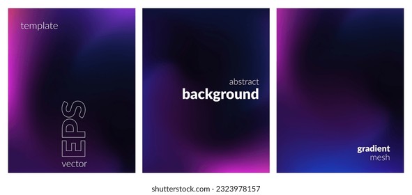 Collection. Abstract liquid background. Neon color blend. Blurred fluid colours. Gradient mesh. Modern design template for posters, ad banners, brochures, flyers, covers, websites. EPS vector image