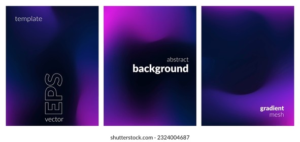 Collection. Abstract liquid background. Neon color blend. Blurred fluid colors. Gradient mesh. Modern design template for posters, ad banners, brochures, flyers, covers, websites. EPS vector image