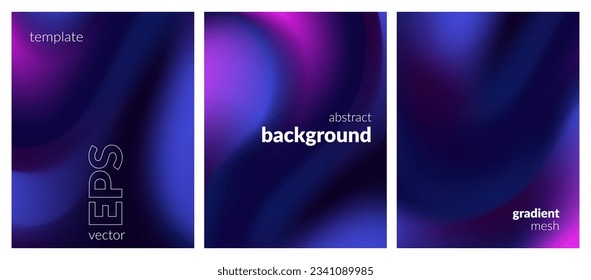 Collection. Abstract liquid background. Neon color blend. Blurred fluid effect. Gradient mesh. Modern design template for posters, ad banners, brochures, flyers, covers, websites. EPS vector image