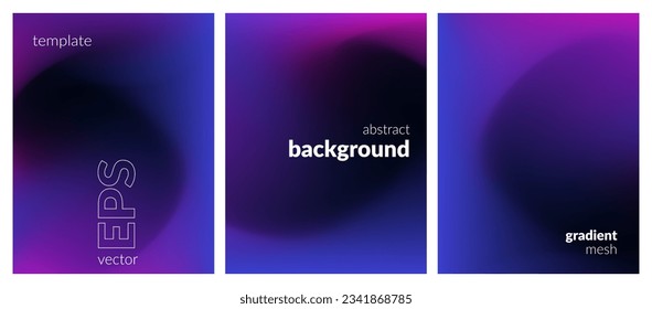 Collection. Abstract liquid background. Neon color blend. Blurred fluid colours. Gradient mesh. Modern design template for posters, ad banners, brochures, flyers, covers, websites. EPS vector image