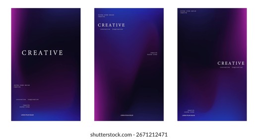 Colección. Fondo líquido Abstractas. Mezcla de color neón. Colores fluidos borrosos. Malla degradada. Plantilla de diseño moderno para carteles, Anuncios publicitarios, folletos, volantes, cubiertas, Sitios web. Imagen de Vector EPS