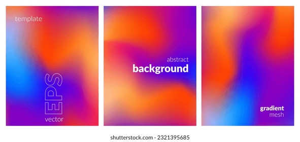Collection. Abstract liquid background. Vibrant color blend. Blurred fluid colors. Gradient mesh. Modern design template for posters, ad banners, brochures, flyers, covers, websites. EPS vector image