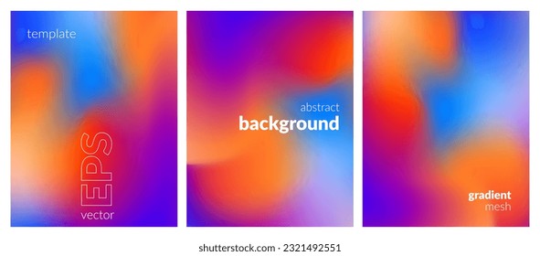 Collection. Abstract liquid background. Vibrant color blend. Blurred fluid colors. Gradient mesh. Modern design template for posters, ad banners, brochures, flyers, covers, websites. EPS vector image