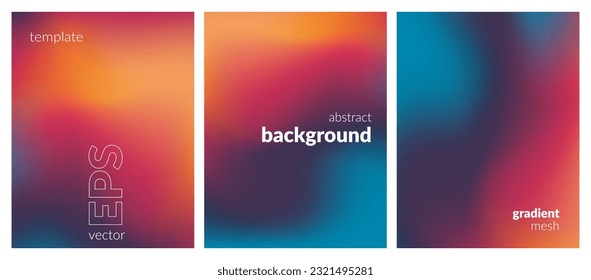 Collection. Abstract liquid background. Vibrant color blend. Blurred fluid colors. Gradient mesh. Modern design template for posters, ad banners, brochures, flyers, covers, websites. EPS vector image