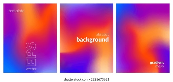 Collection. Abstract liquid background. Vibrant color blend. Blurred fluid colors. Gradient mesh. Modern design template for posters, ad banners, brochures, flyers, covers, websites. EPS vector image