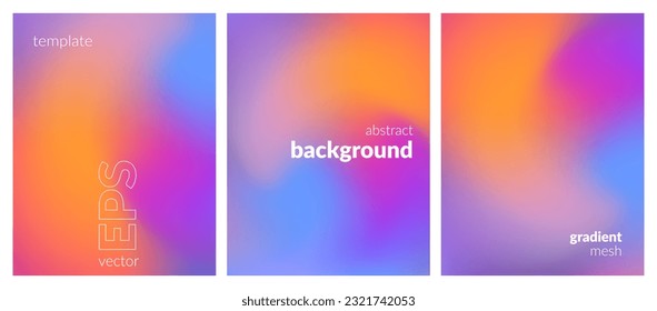 Collection. Abstract liquid background. Vibrant color blend. Blurred fluid colors. Gradient mesh. Modern design template for posters, ad banners, brochures, flyers, covers, websites. EPS vector image