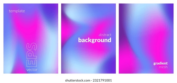 Collection. Abstract liquid background. Vibrant color blend. Blurred fluid colors. Gradient mesh. Modern design template for posters, ad banners, brochures, flyers, covers, websites. EPS vector image