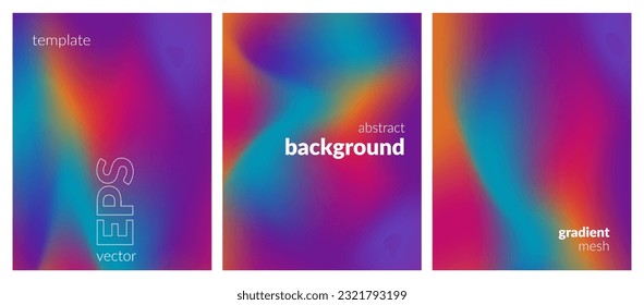 Colección. Resumen de fondo líquido. Mezcla de colores vibrante. Colores de fluidos borrosos. Malla degradada. Plantilla moderna de diseño para carteles, banners publicitarios, folletos, volantes, portadas, sitios web. Imagen vectorial EPS