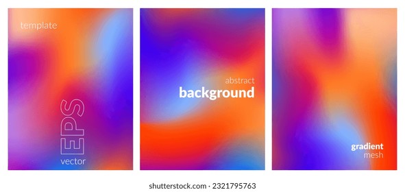 Collection. Abstract liquid background. Vibrant color blend. Blurred fluid colors. Gradient mesh. Modern design template for posters, ad banners, brochures, flyers, covers, websites. EPS vector image