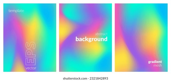 Collection. Abstract liquid background. Vibrant color blend. Blurred fluid colors. Gradient mesh. Modern design template for posters, ad banners, brochures, flyers, covers, websites. EPS vector image