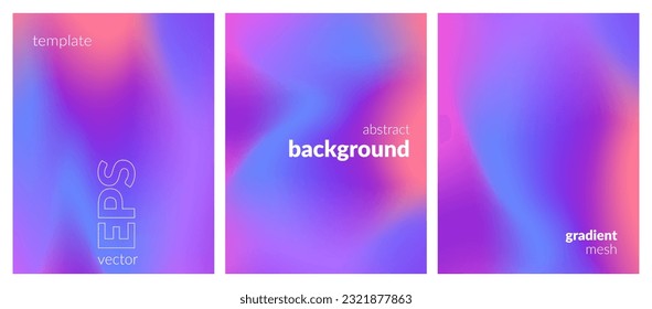 Collection. Abstract liquid background. Vibrant color blend. Blurred fluid colors. Gradient mesh. Modern design template for posters, ad banners, brochures, flyers, covers, websites. EPS vector image