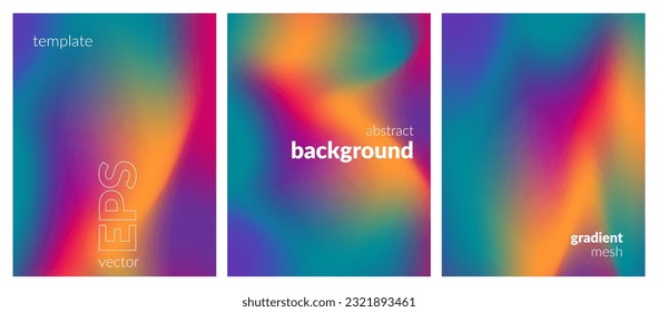 Collection. Abstract liquid background. Vibrant color blend. Blurred fluid colours. Gradient mesh. Modern design template for posters, ad banners, brochures, flyers, covers, websites. EPS vector image