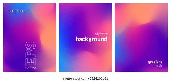 Collection. Abstract liquid background. Vibrant color blend. Blurred fluid colours. Gradient mesh. Modern design template for posters, ad banners, brochures, flyers, covers, websites. EPS vector image