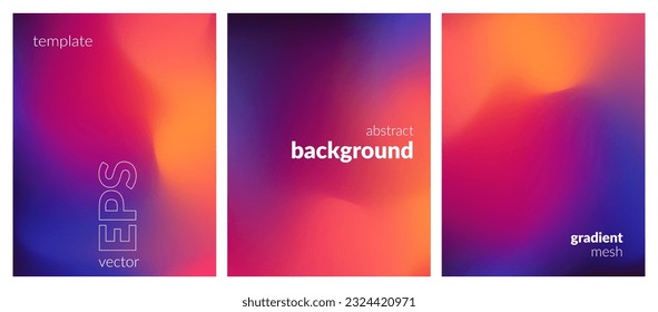 Collection. Abstract liquid background. Vibrant color blend. Blurred fluid colors. Gradient mesh. Modern design template for posters, ad banners, brochures, flyers, covers, websites. EPS vector image