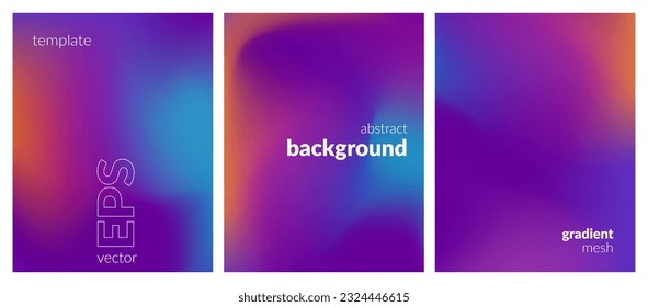 Collection. Abstract liquid background. Vibrant color blend. Blurred fluid colors. Gradient mesh. Modern design template for posters, ad banners, brochures, flyers, covers, websites. EPS vector image